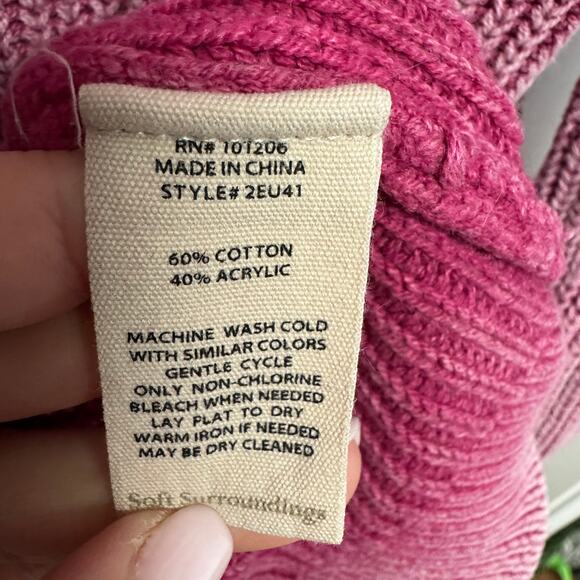 Soft Surroundings Womens Wilde Fiery Fuchsia Pink V Neck Sweater Size Medium - Picture 7 of 9